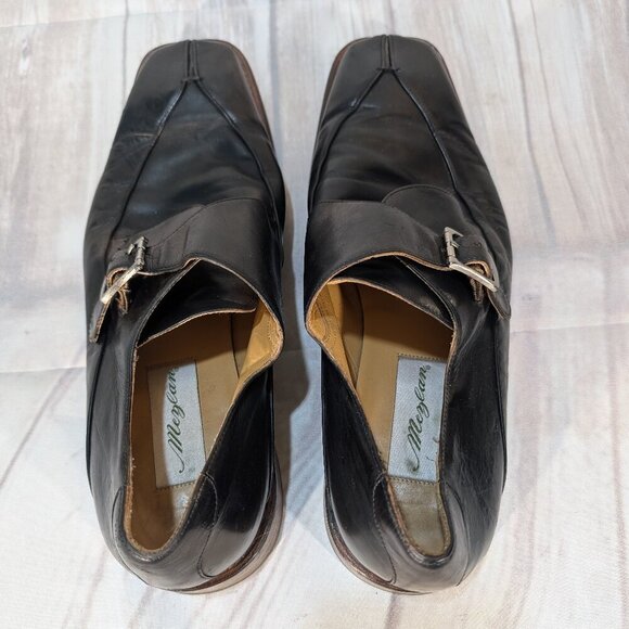 Mezlan Black Leather Monk Strap Dress Shoes 10.5M Made in Spain - Picture 5 of 10